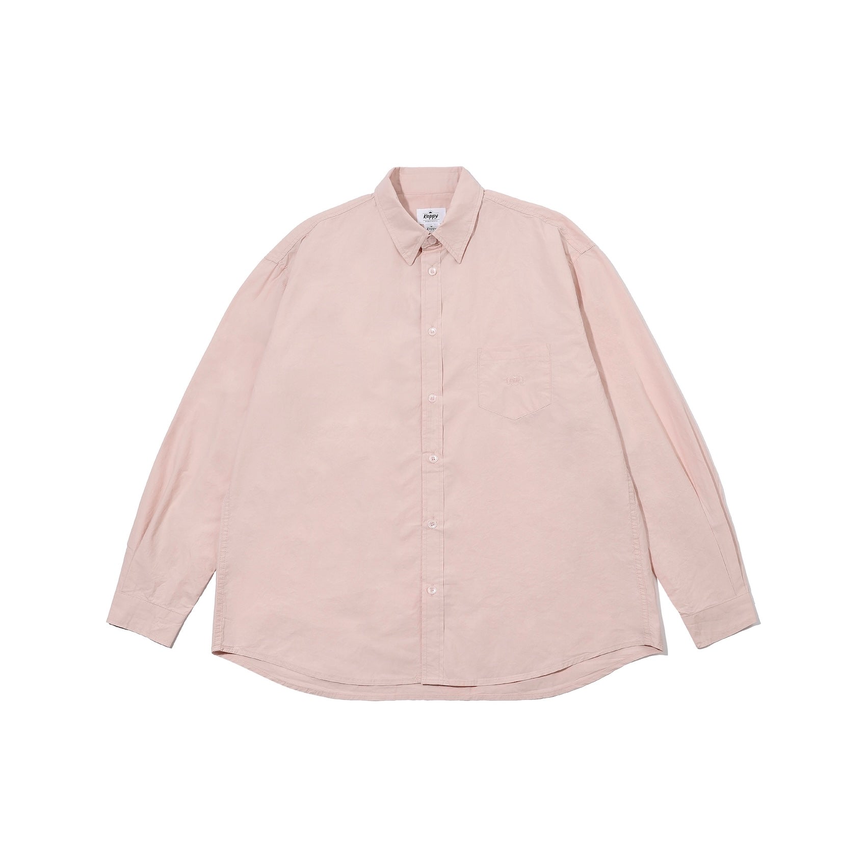 light pink long sleeve shirt on a white background
