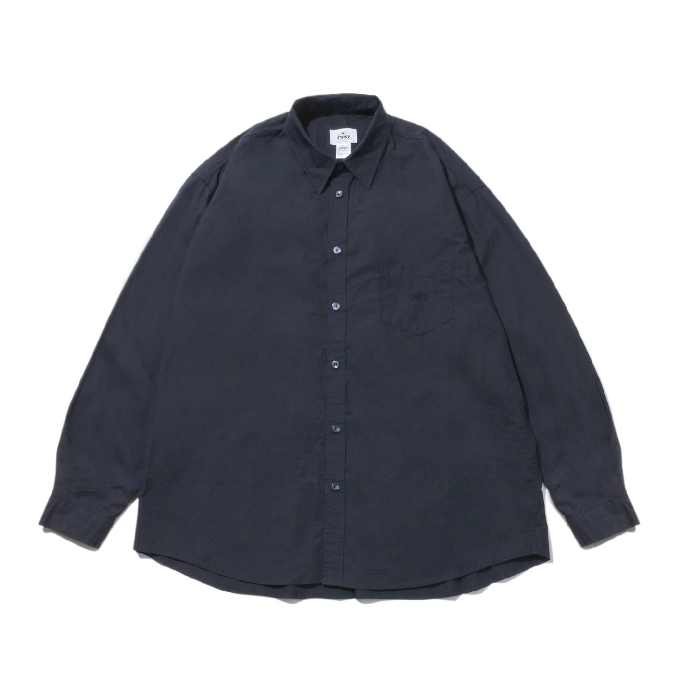 Long Sleeve Navy button-up shirt on a white background