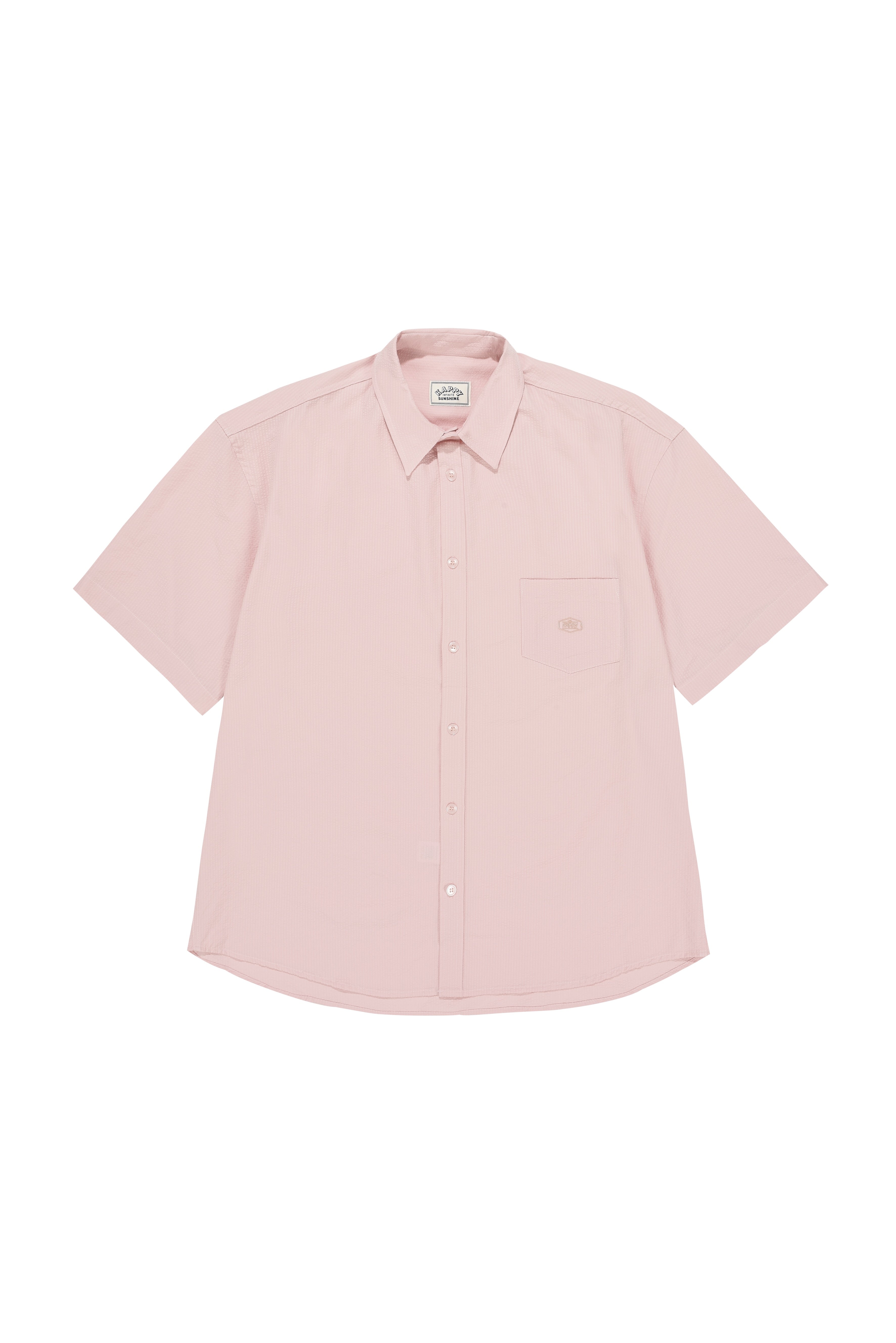 Pink short-sleeve shirt on a white background