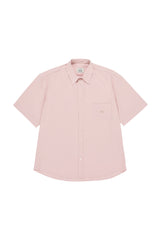 Relaxed Seersucker Half Shirt (Light Pink)