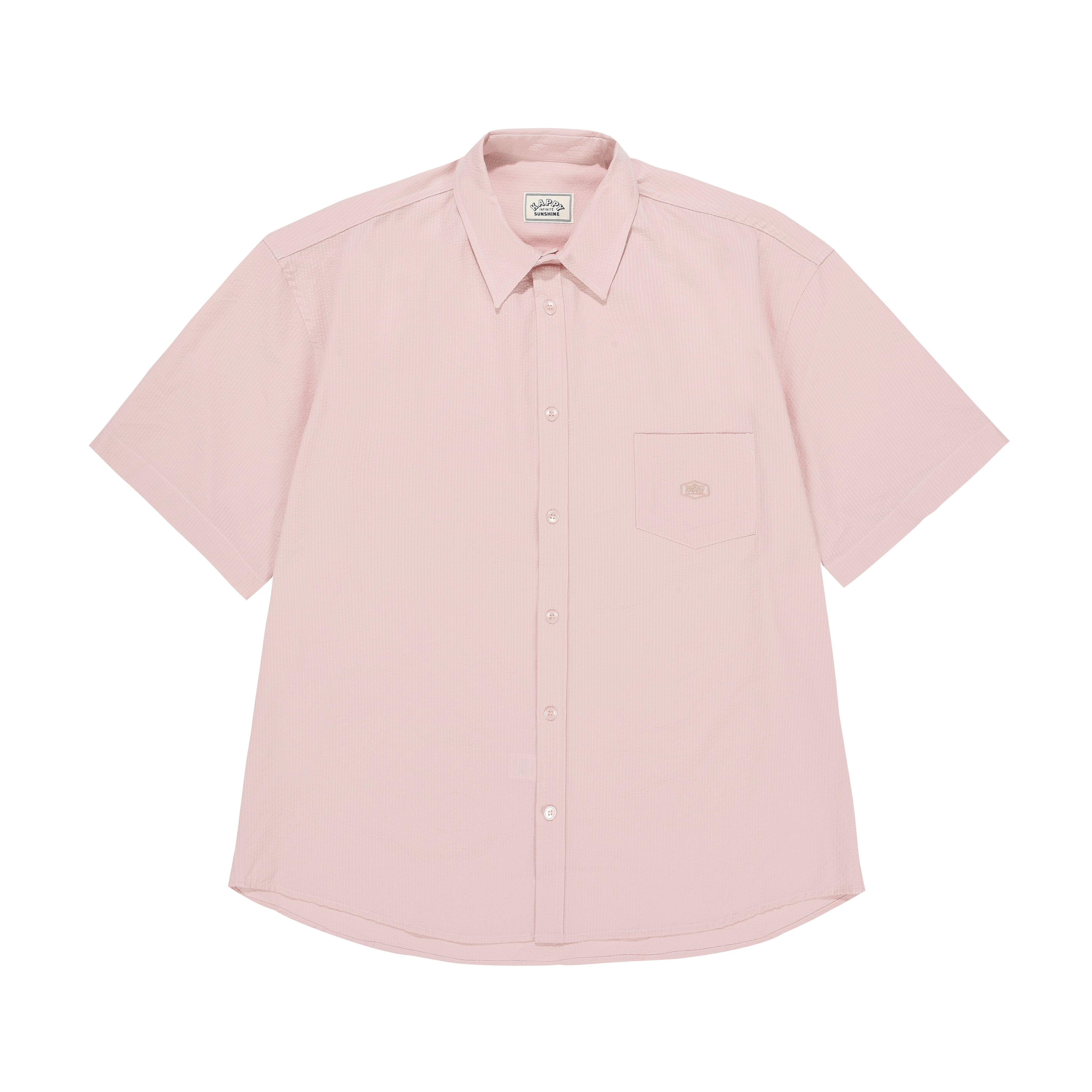 Pink short-sleeve shirt on a white background