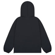 Navy hooded top on a white background