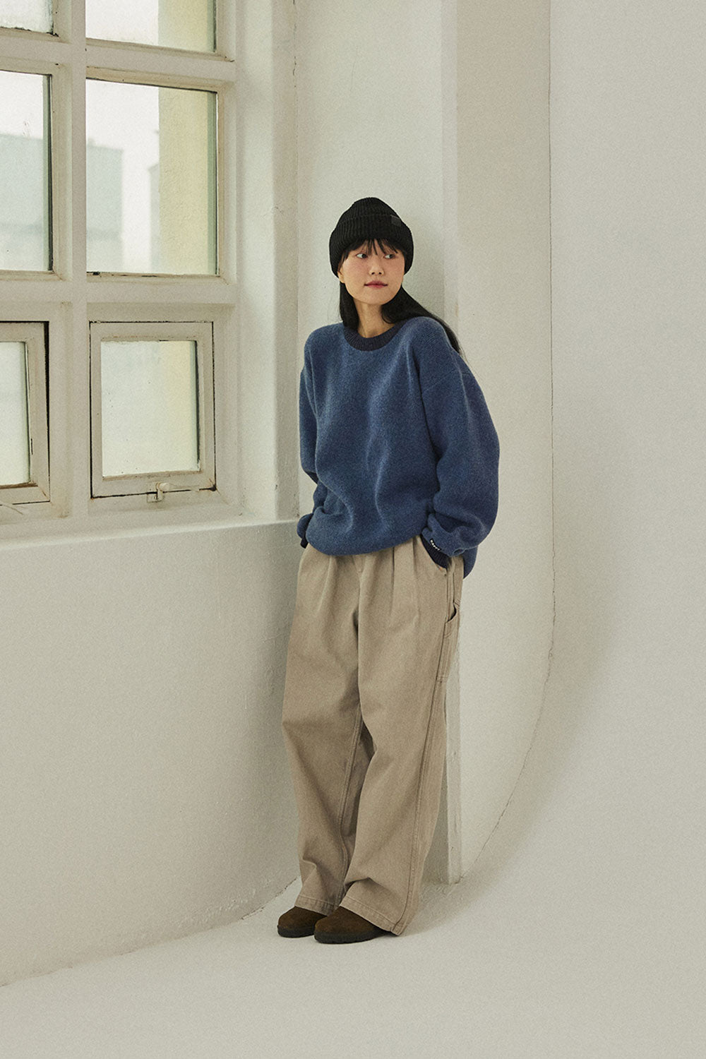 Ringer Round Wool Knit (Blue)