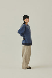 Ringer Round Wool Knit (Blue)