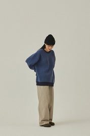 Ringer Round Wool Knit (Blue)