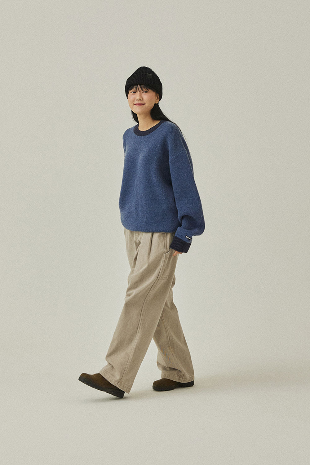 Ringer Round Wool Knit (Blue)