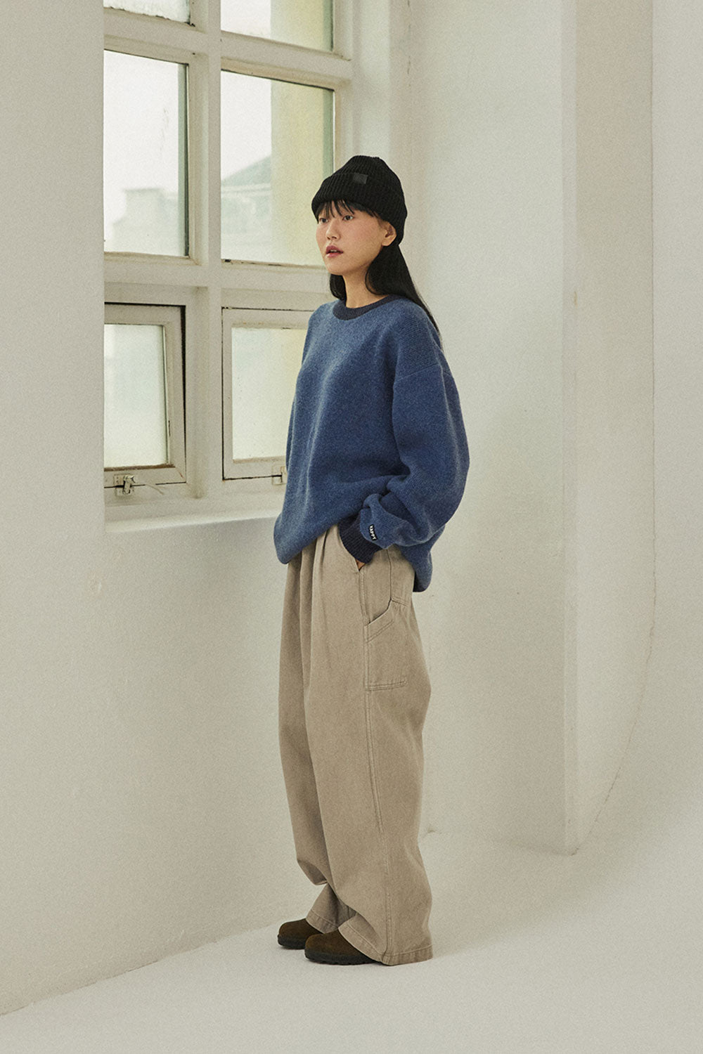 Ringer Round Wool Knit (Blue)