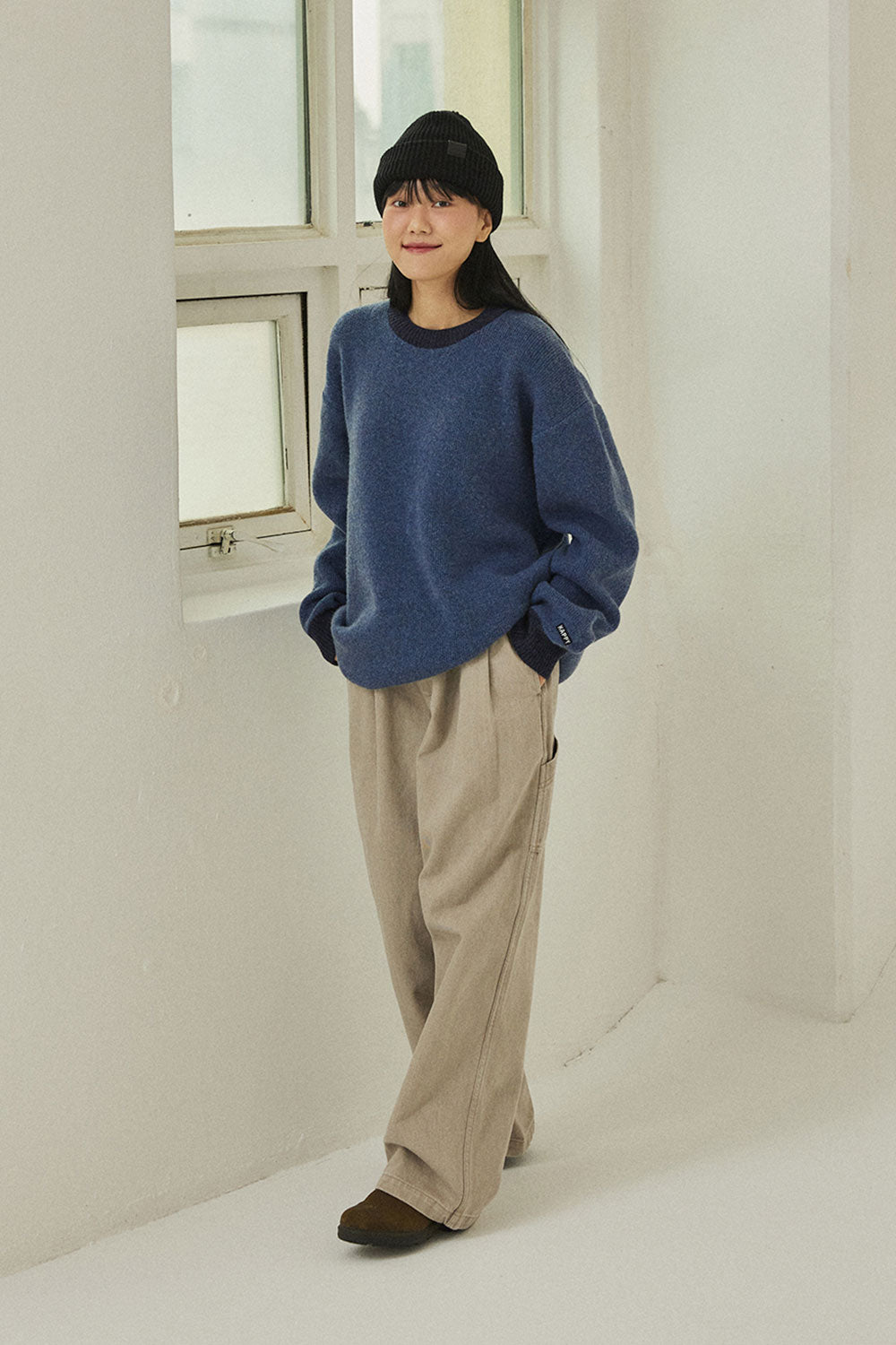 Ringer Round Wool Knit (Blue)