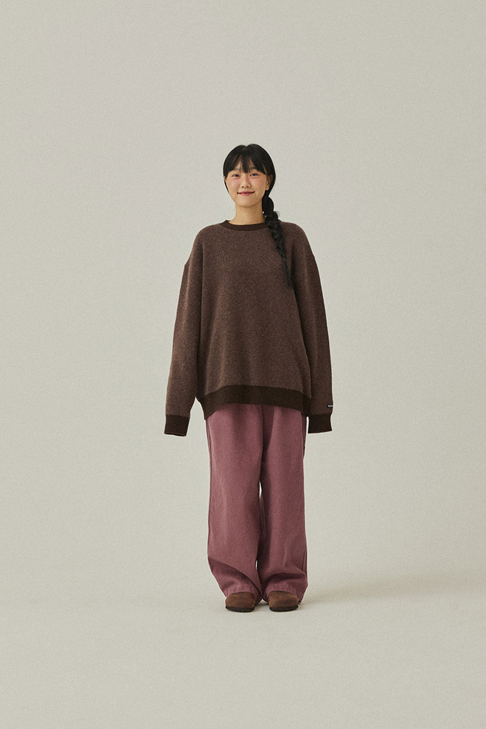 Ringer Round Wool Knit (Brown)