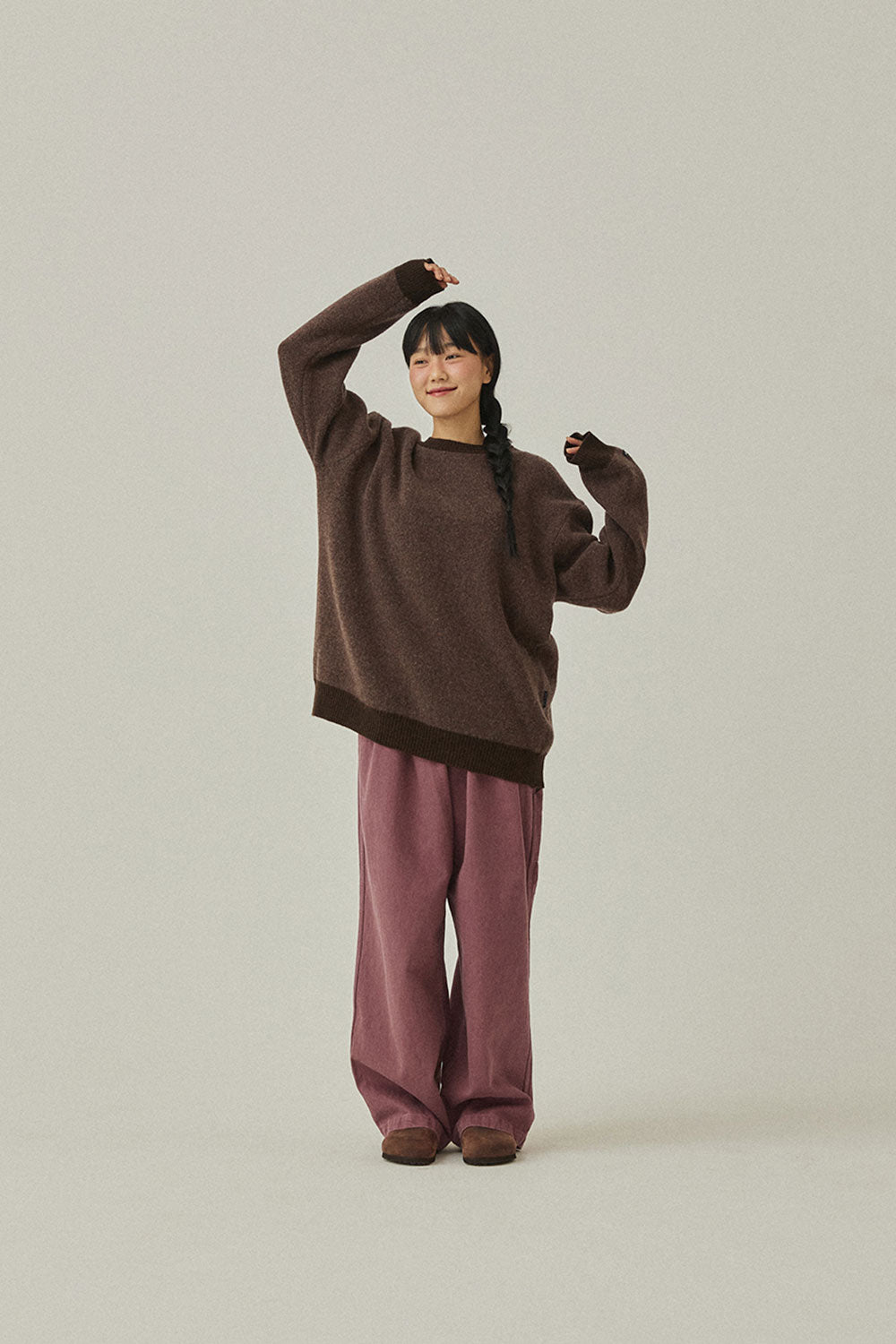 Ringer Round Wool Knit (Brown)