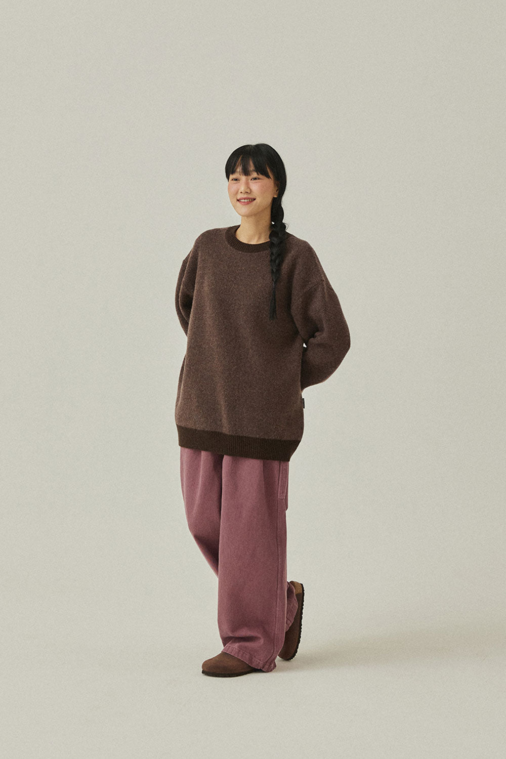 Ringer Round Wool Knit (Brown)