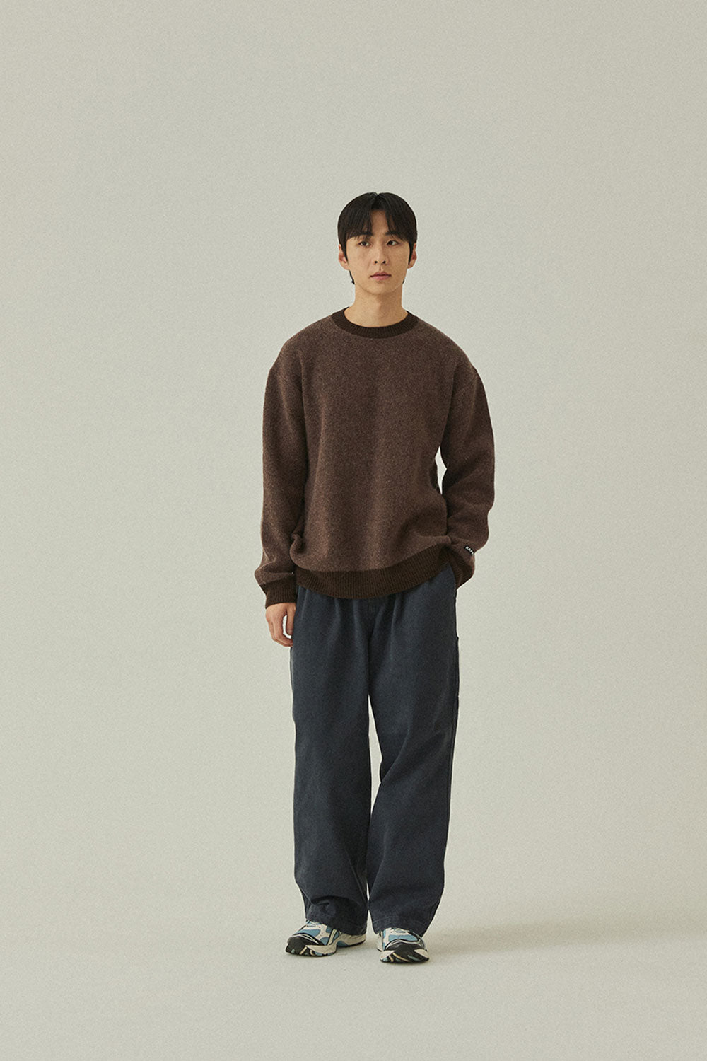 Ringer Round Wool Knit (Brown)