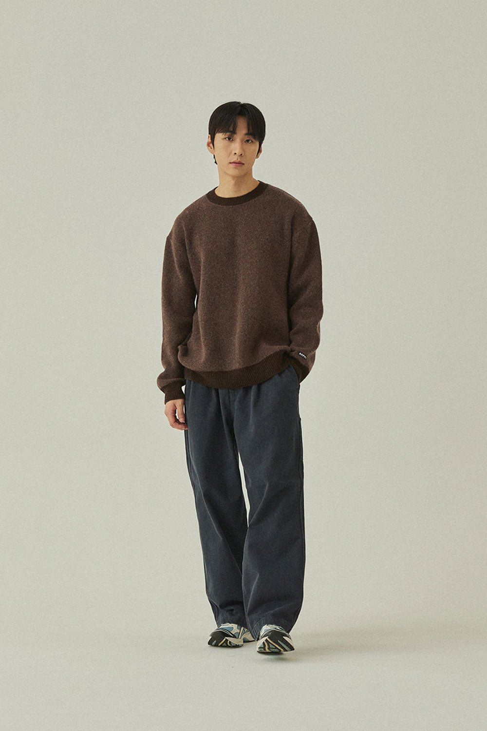 Ringer Round Wool Knit (Brown)