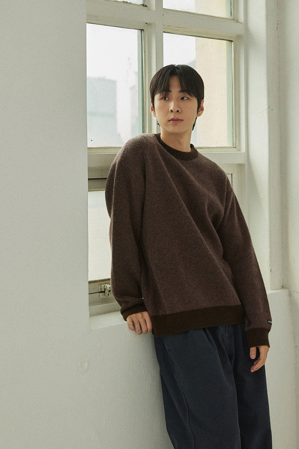 Ringer Round Wool Knit (Brown)