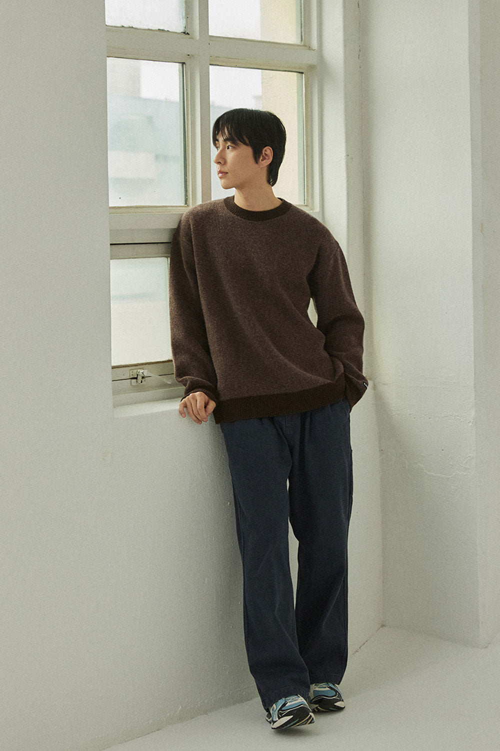 Ringer Round Wool Knit (Brown)