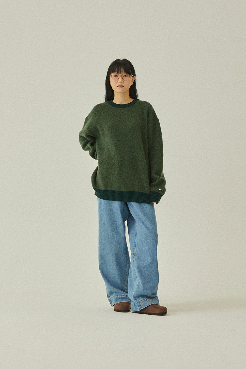 Ringer Round Wool Knit (Green)