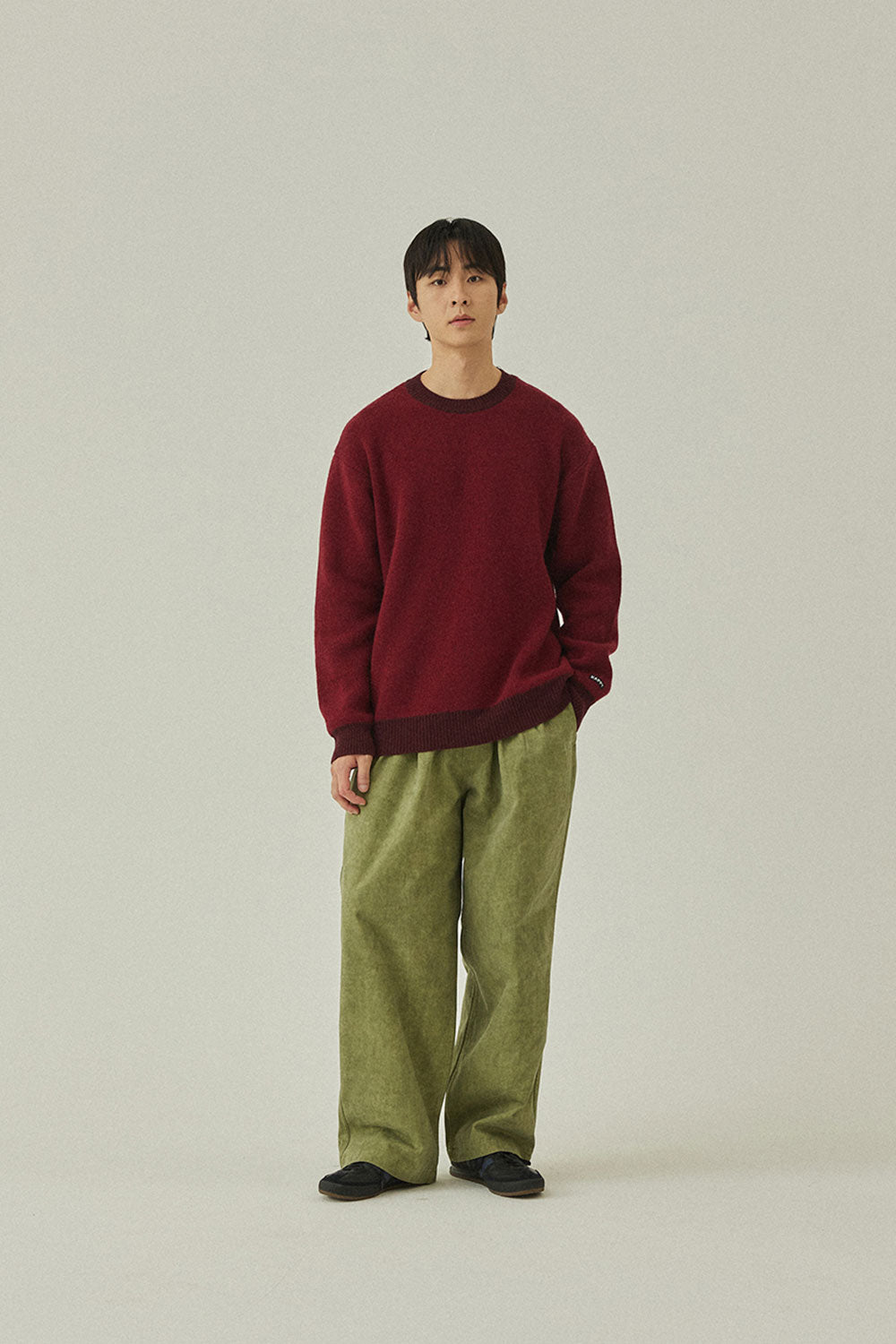Ringer Round Wool Knit (Red)