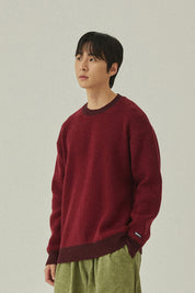 Ringer Round Wool Knit (Red)
