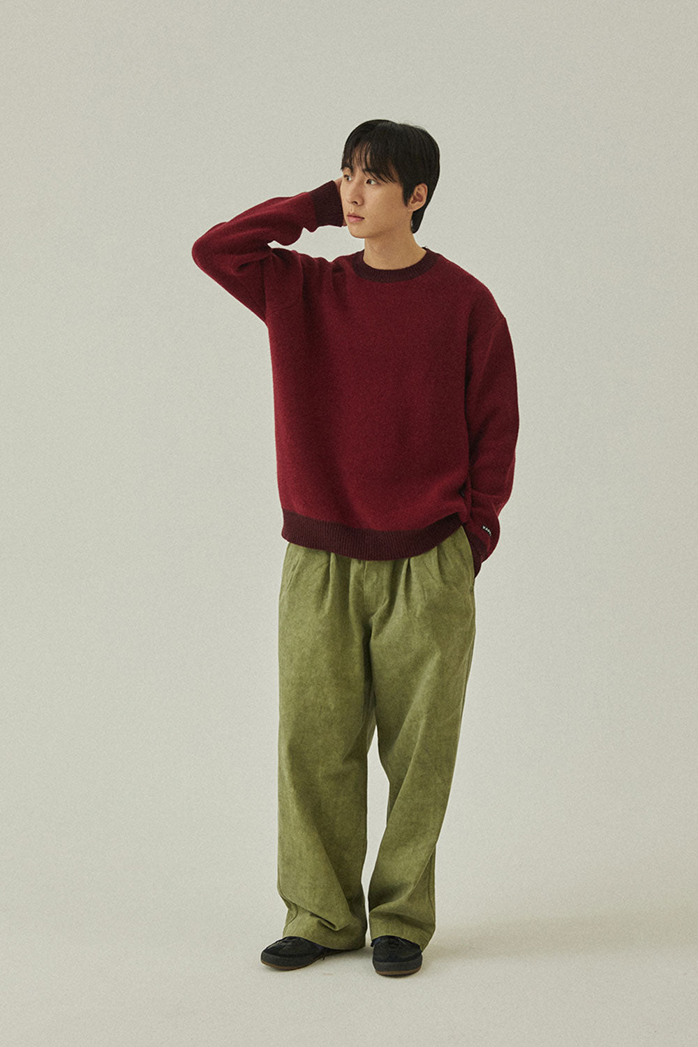 Ringer Round Wool Knit (Red)