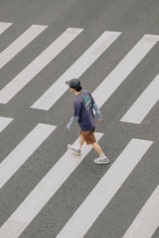 Person walking on a crosswalk
