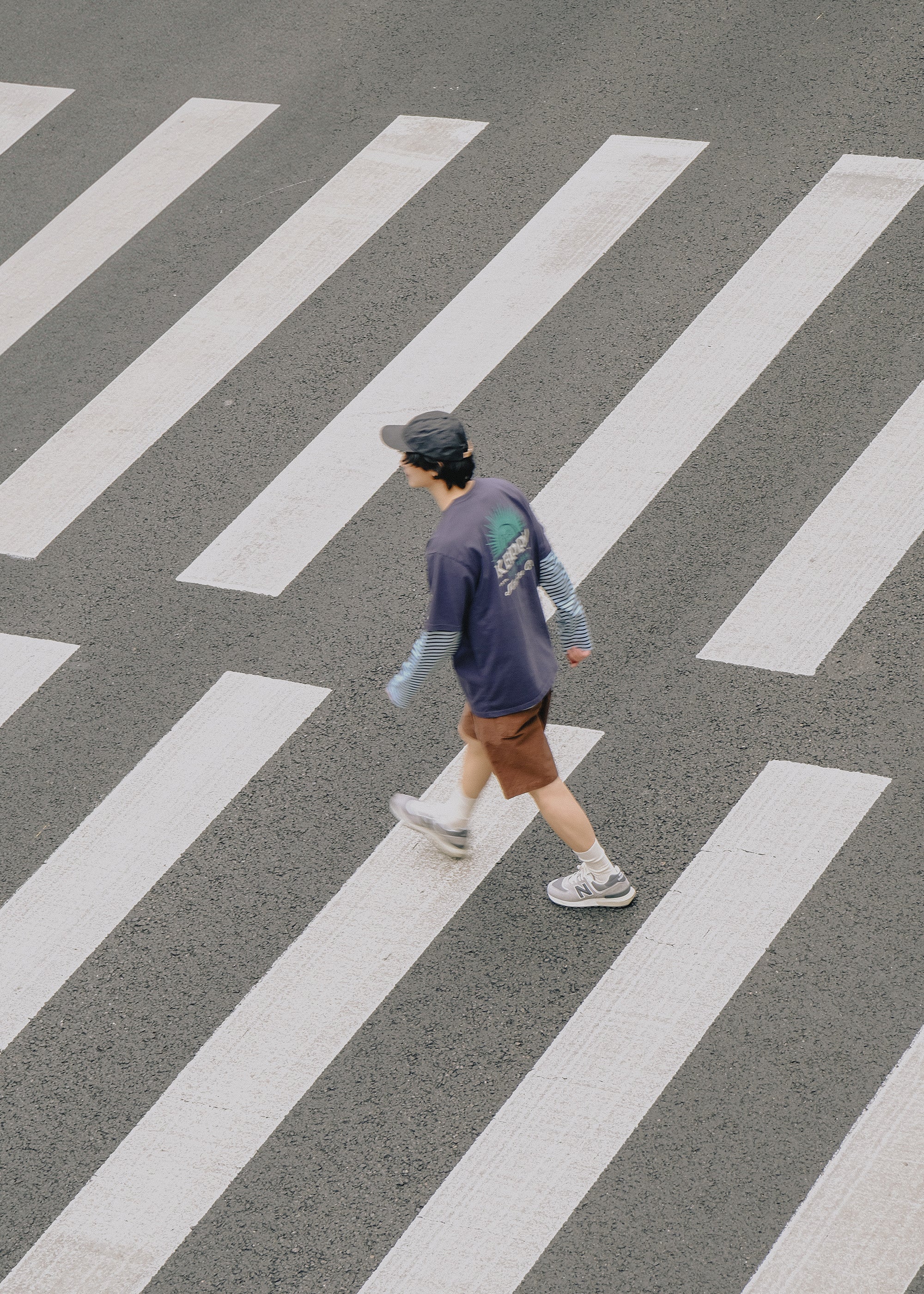 Person walking on a crosswalk