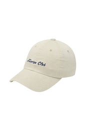 Beige cap with 'Sunrise Club' text on a white background