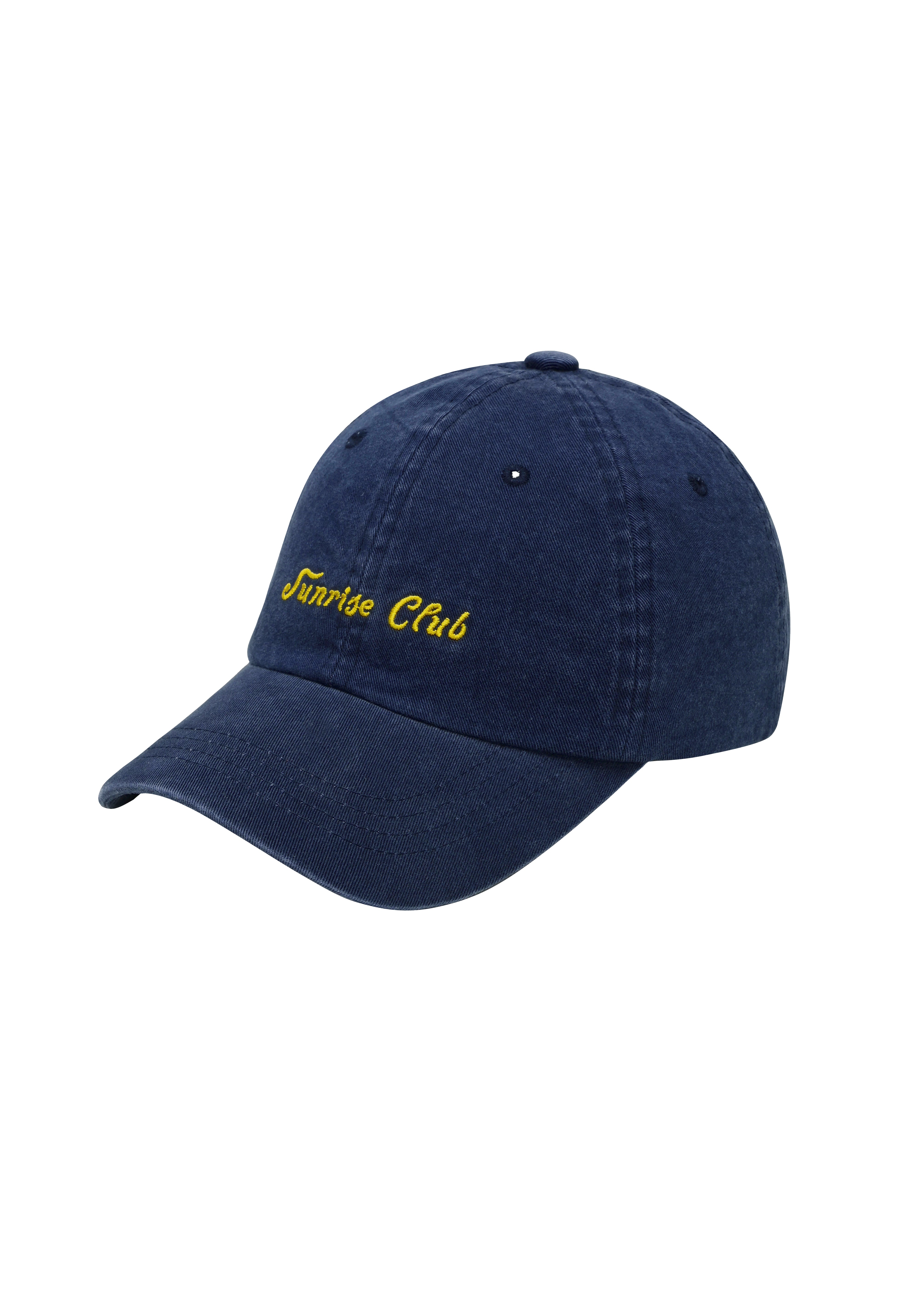 Navy blue cap with 'Sunrise Club' embroidery on a white background
