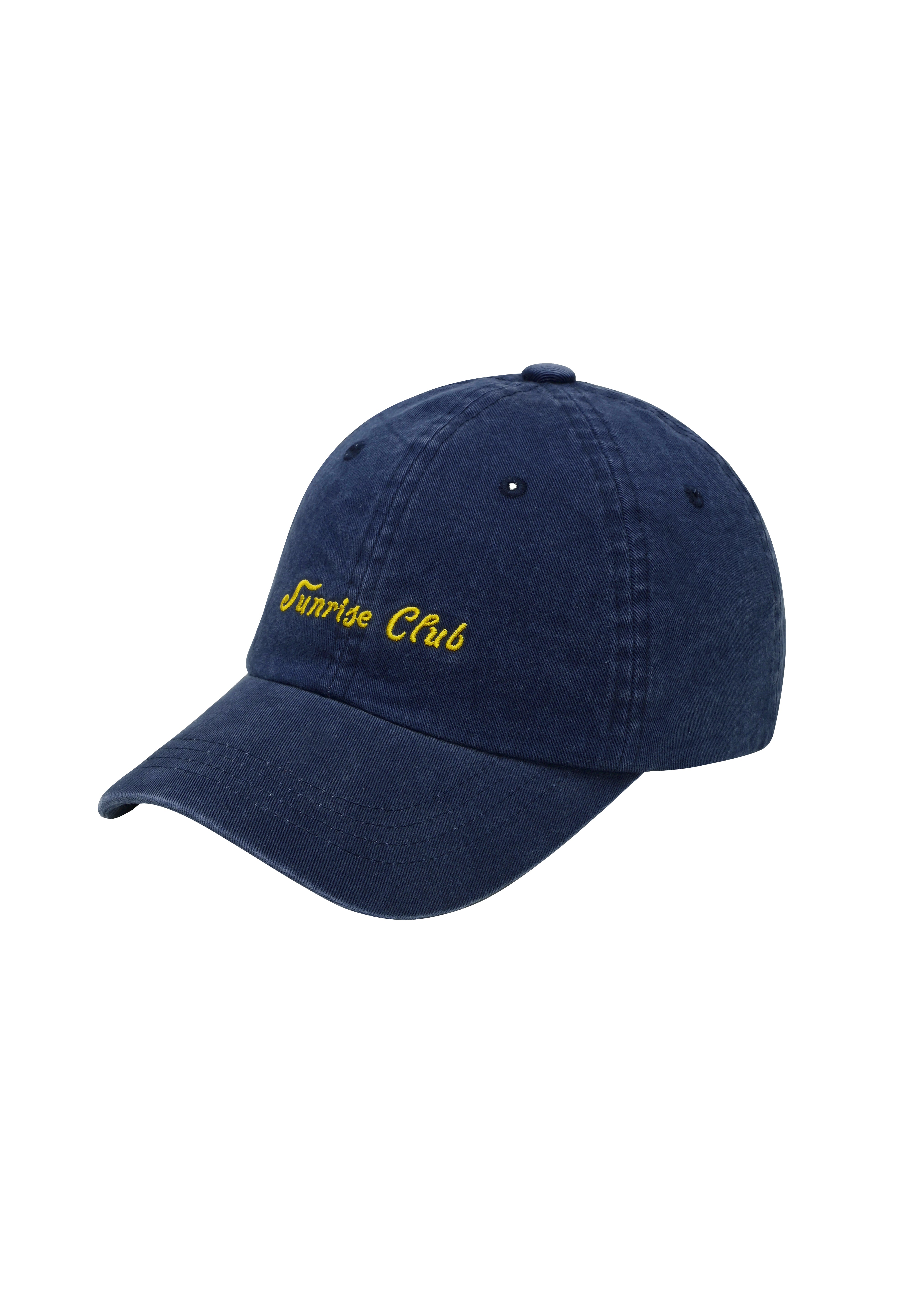 Navy blue cap with 'Sunrise Club' embroidery on a white background