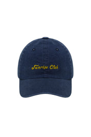 Navy blue cap with 'Sunrise Club' embroidery on a white background