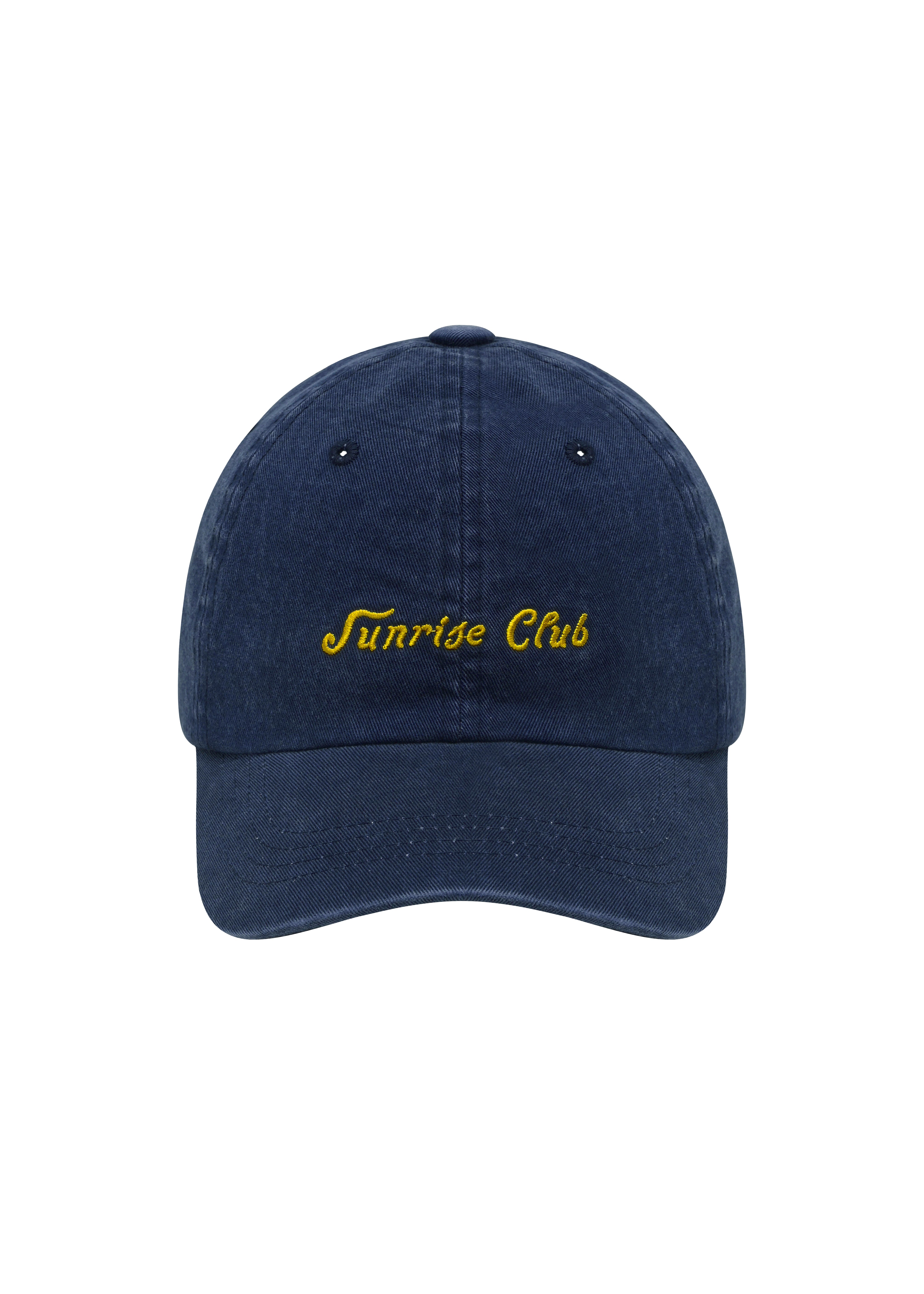 Navy blue cap with 'Sunrise Club' embroidery on a white background