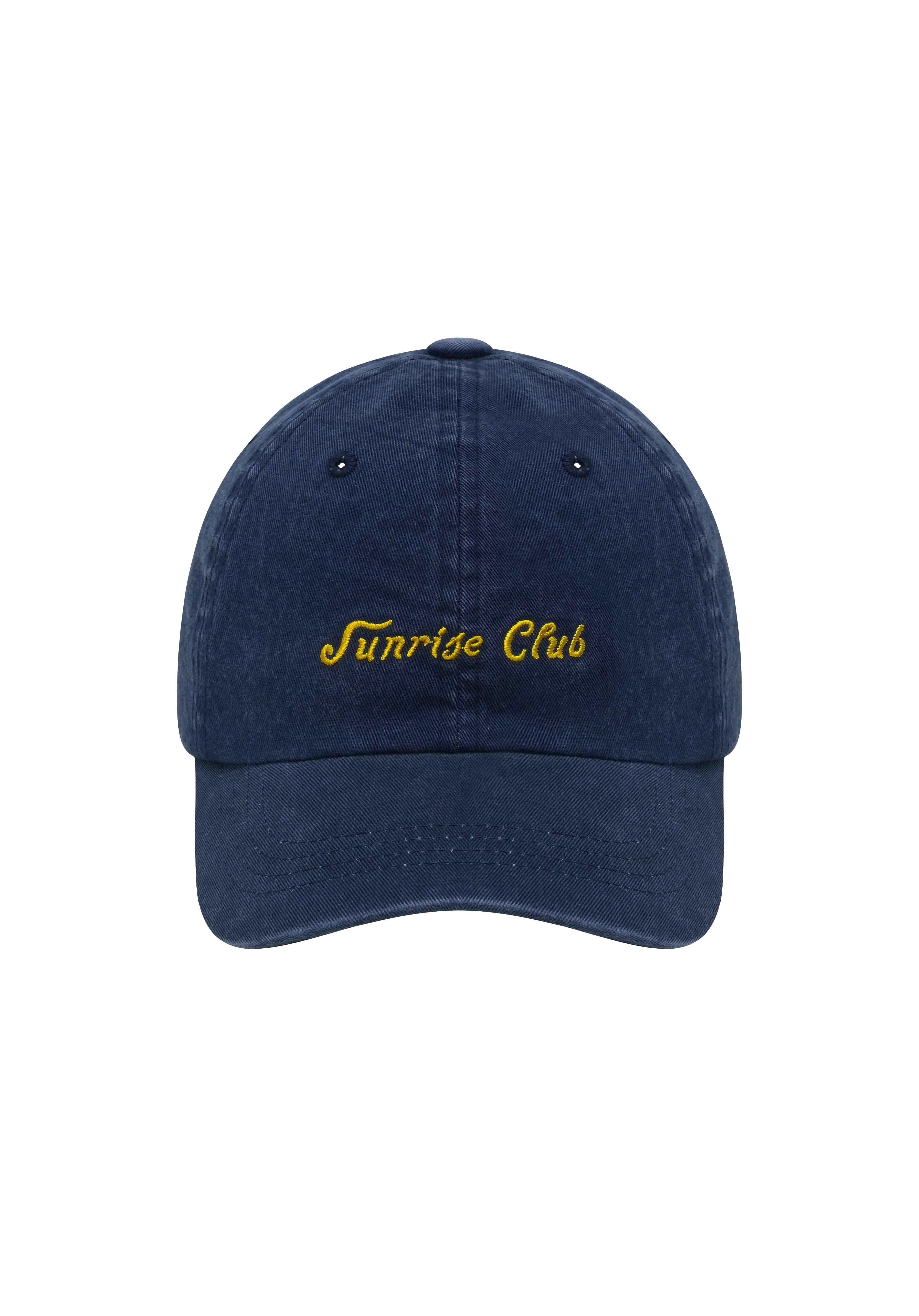 Navy blue cap with 'Sunrise Club' embroidery on a white background