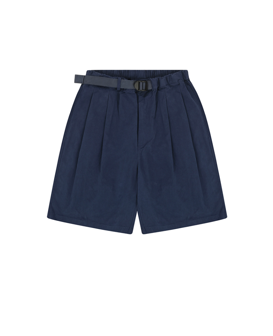 Two Tuck Wide Half Pants (Blue)
