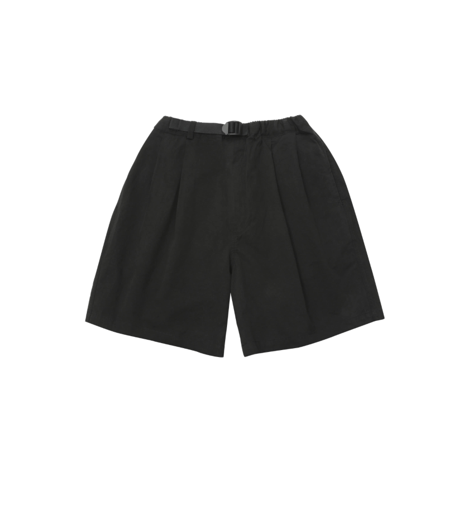 Two Tuck Wide Half Pants (Black)