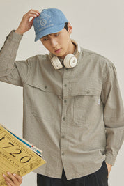 Stripe Pocket Work Shirt (Khaki)