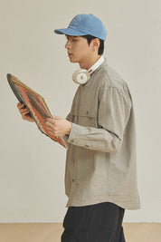 Stripe Pocket Work Shirt (Khaki)