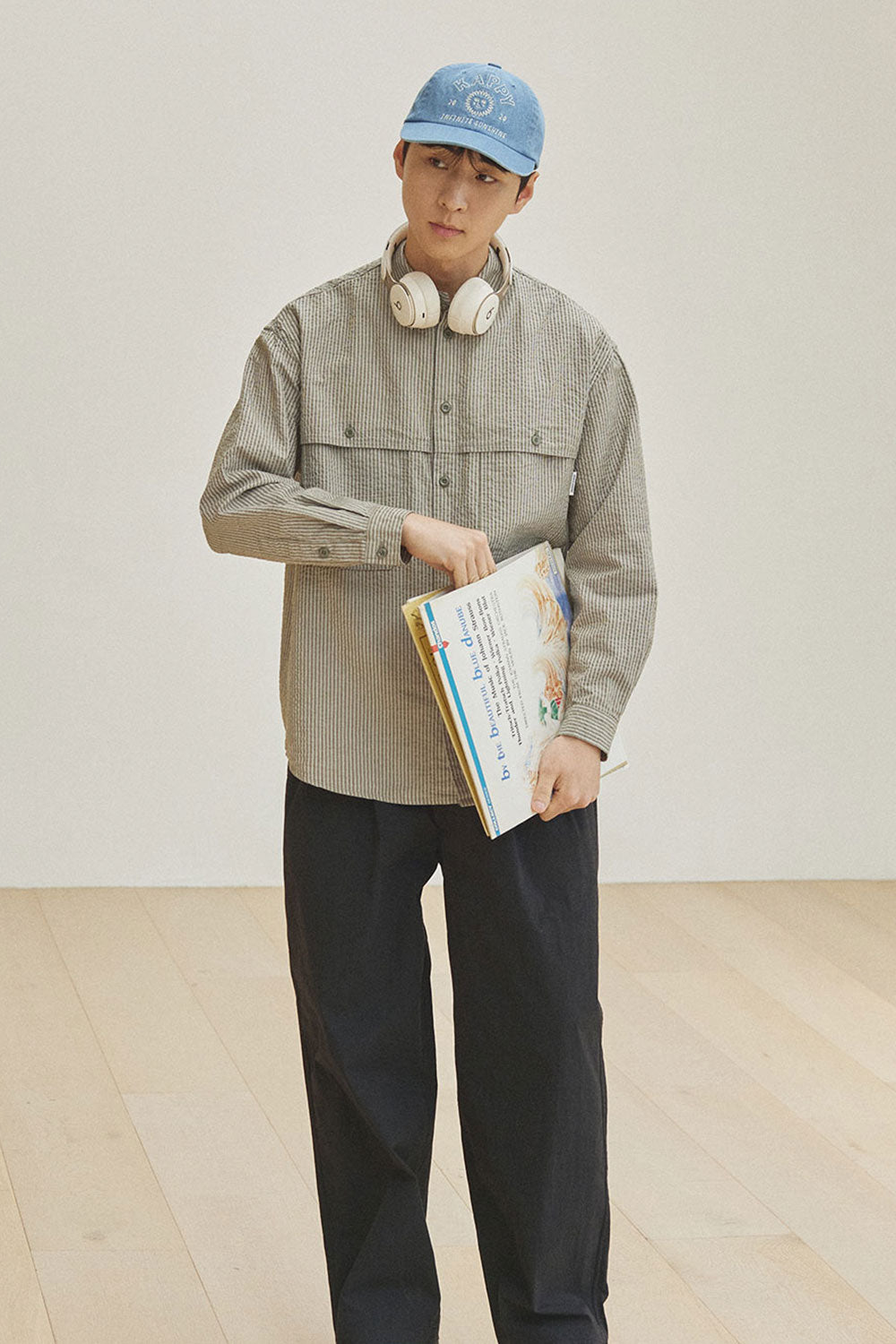 Stripe Pocket Work Shirt (Khaki)