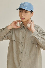 Stripe Pocket Work Shirt (Khaki)