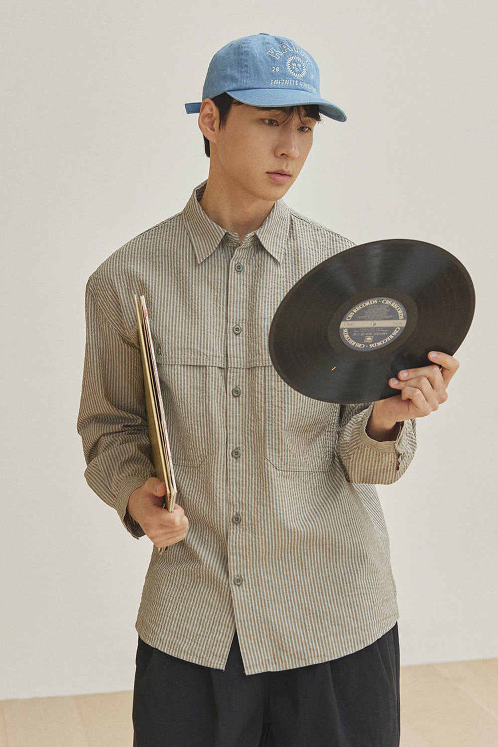 Stripe Pocket Work Shirt (Khaki)