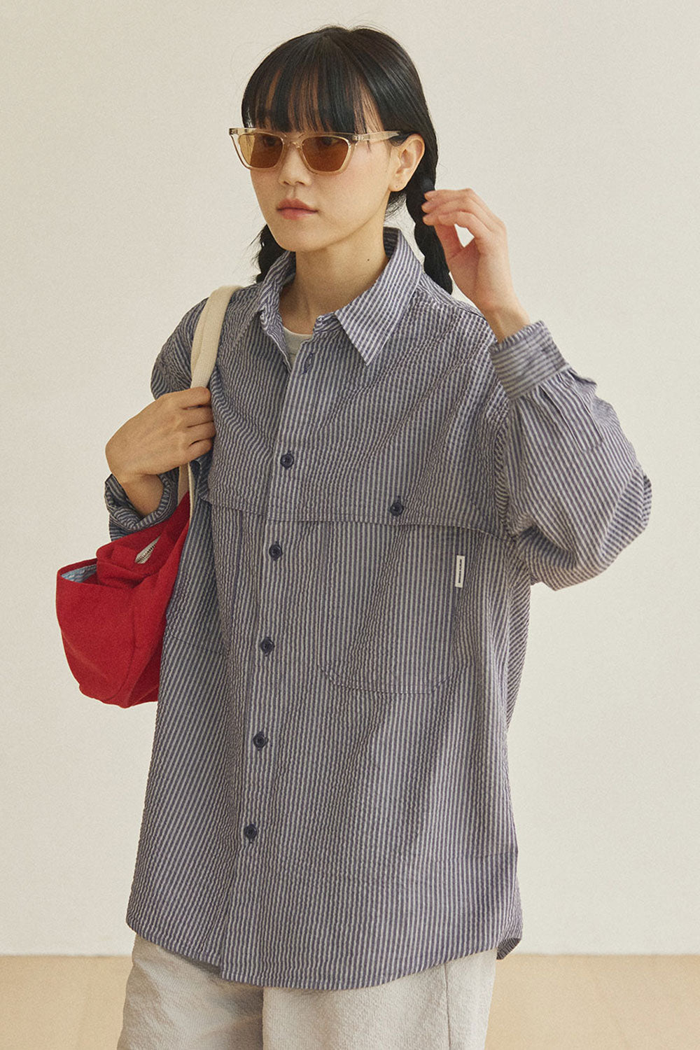 Stripe Pocket Work Shirt (Navy)