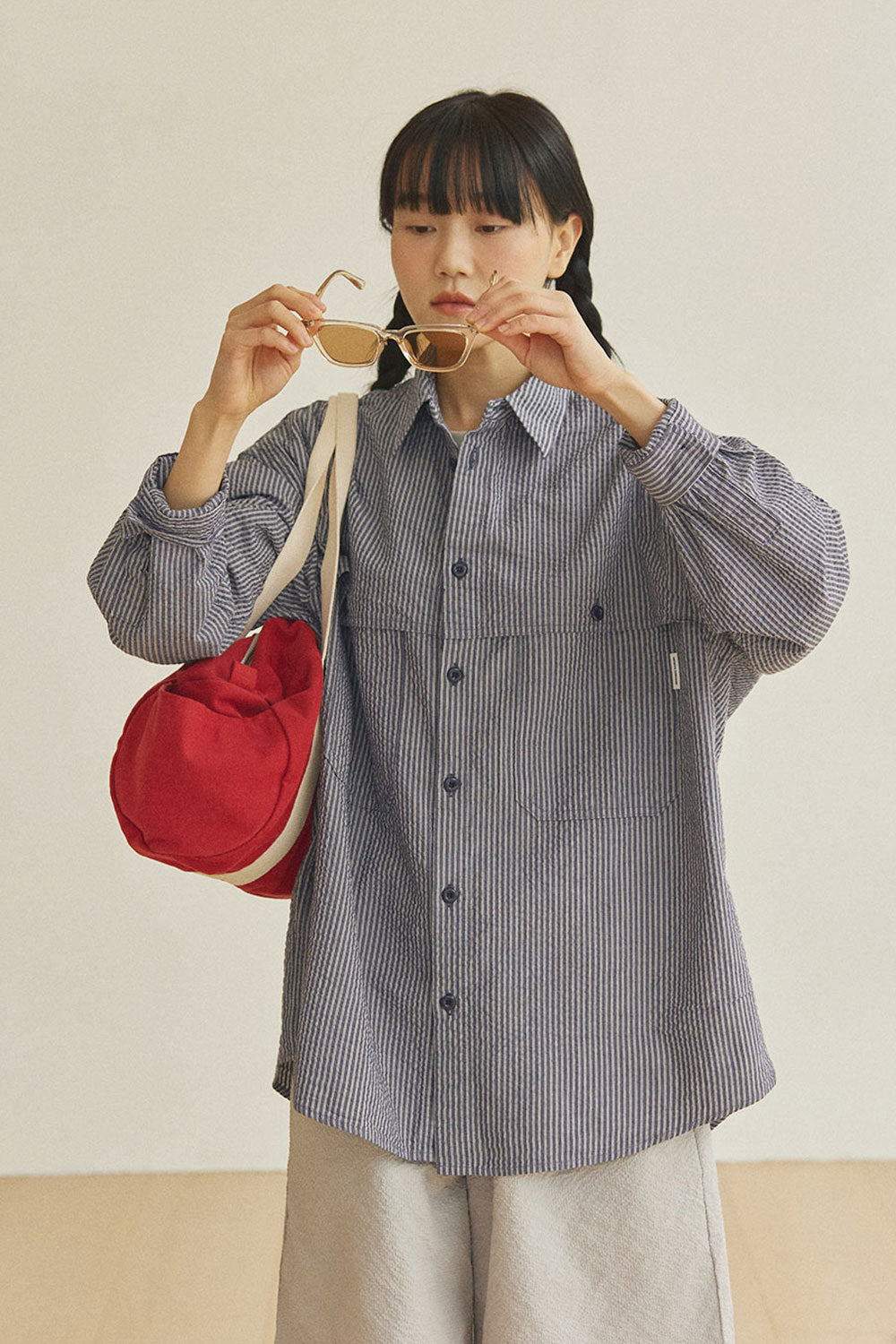 Stripe Pocket Work Shirt (Navy)