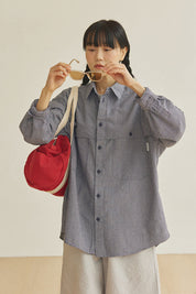 Stripe Pocket Work Shirt (Navy)