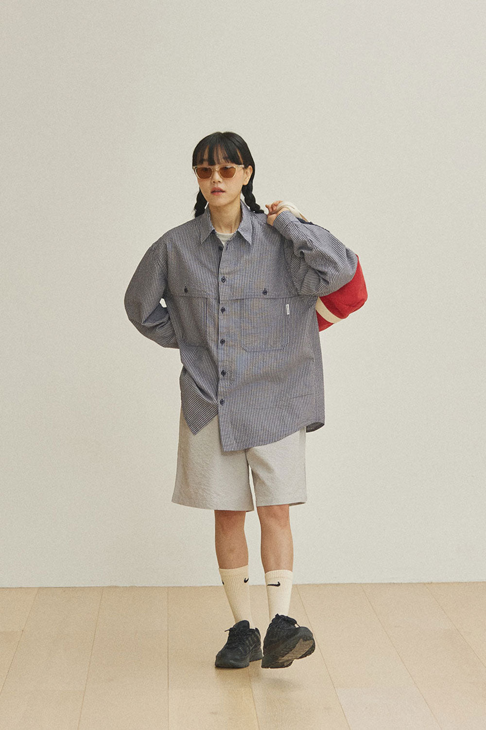 Stripe Pocket Work Shirt (Navy)