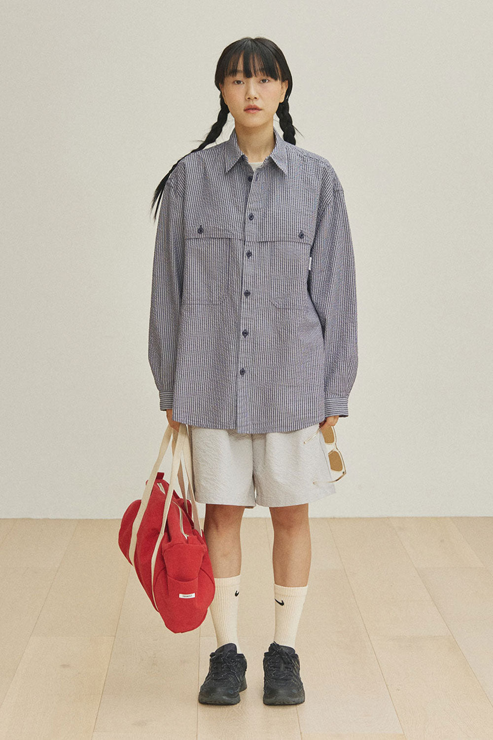 Stripe Pocket Work Shirt (Navy)