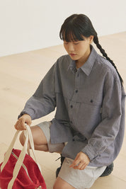 Stripe Pocket Work Shirt (Navy)