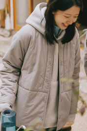 Sunrise Fleece Button Hoodie (Melange White)