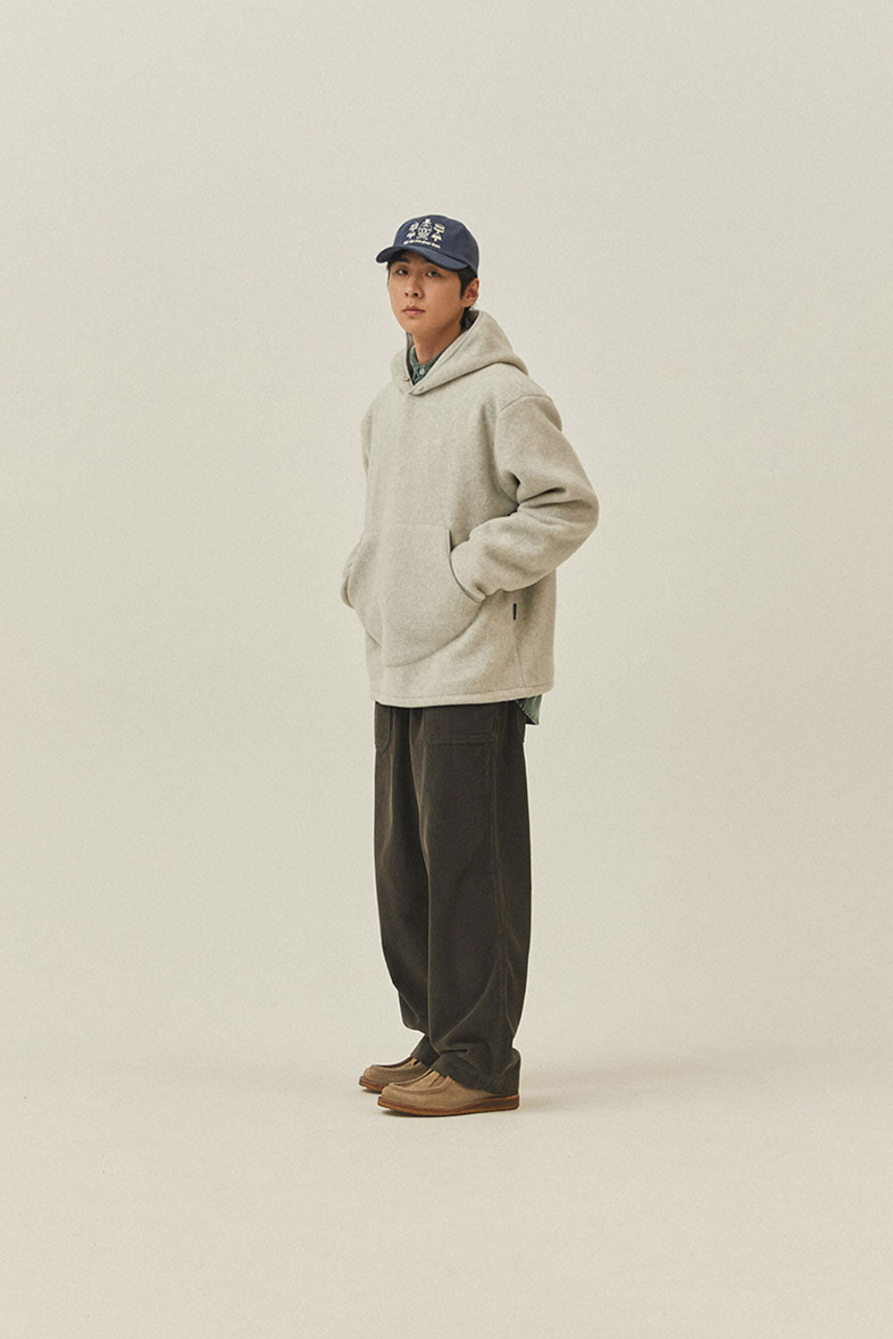 Sunrise Fleece Button Hoodie (Melange White)