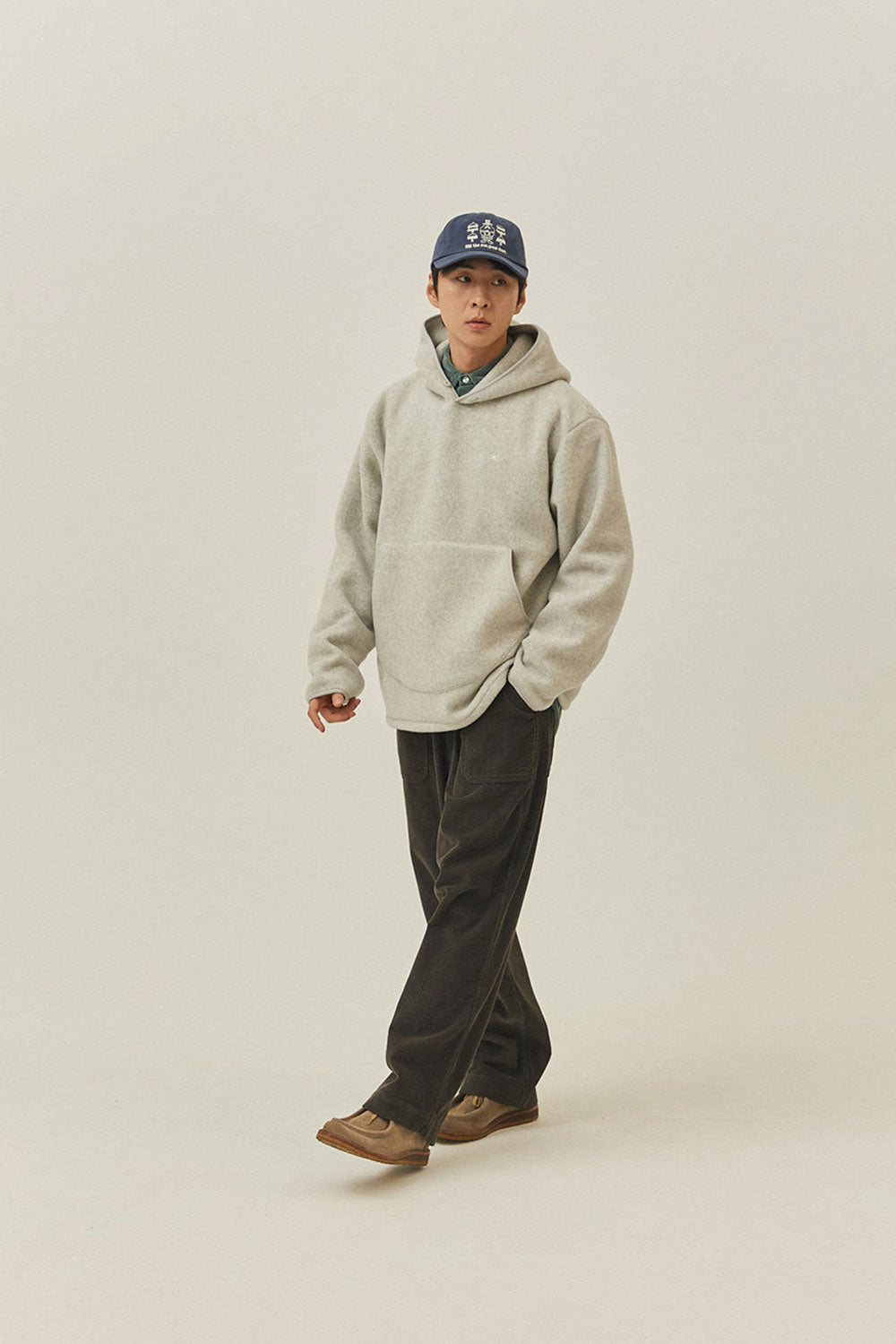 Sunrise Fleece Button Hoodie (Melange White)