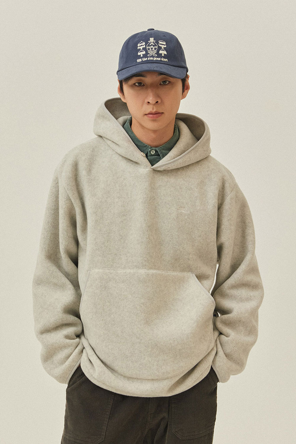 Sunrise Fleece Button Hoodie (Melange White)