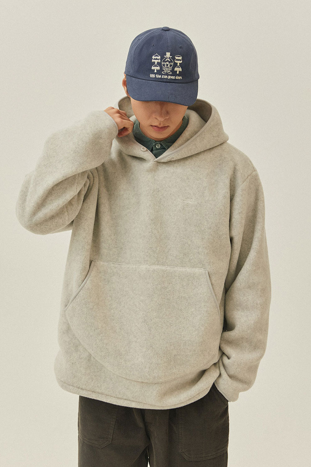 Sunrise Fleece Button Hoodie (Melange White)