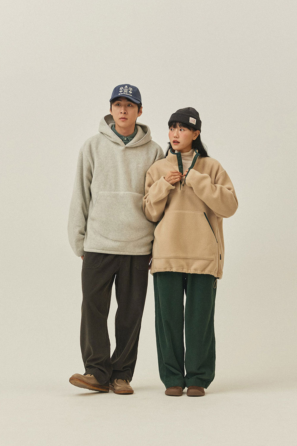 Sunrise Fleece Button Hoodie (Melange White)
